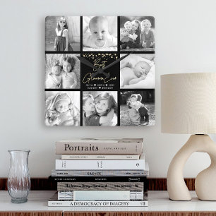 Beste Glamma ooit 8 Foto Collage Gold Glitter Chic Vierkante Klok