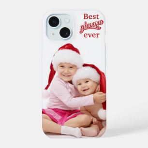Beste Glamma ooit foto rood/wit op wit iPhone 15 Case