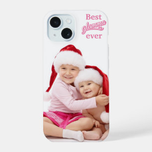 Beste Glamma Ooit foto roze/wit op wit iPhone 15 Case