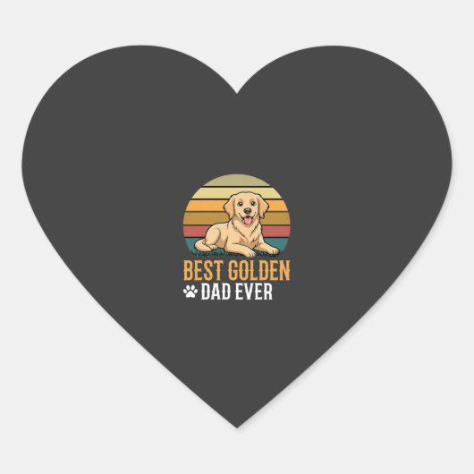 Beste Golden Retriever Vader Ooit Retro Hond Hart Sticker (Voorkant)