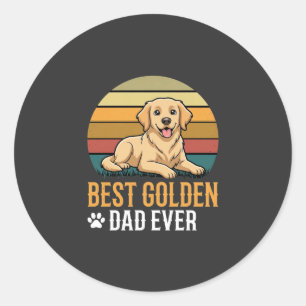Beste Golden Retriever Vader Ooit Retro Hond Ronde Sticker