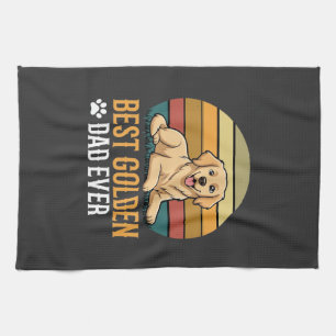 Beste Golden Retriever Vader Ooit Retro Hond Theedoek