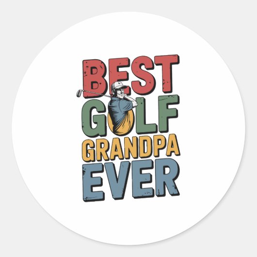 Beste golf opa ooit ronde sticker (Voorkant)