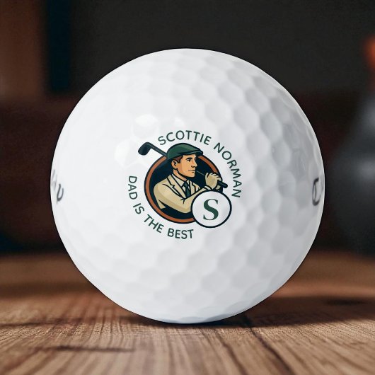 Beste Golfer Dad Retro Monogrammed Golfballen