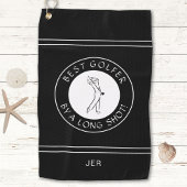 Beste golfer door een lange shot zwart-wit Custom Golfhanddoek