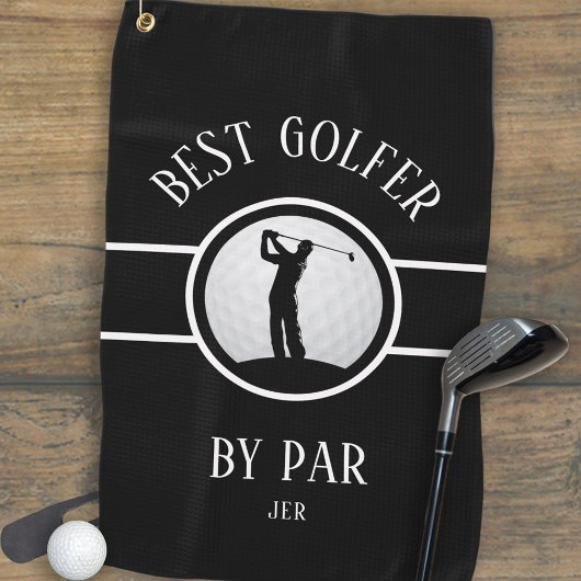 Beste Golfer door Par Golf Custom Monogram Zwart Golfhanddoek