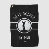 Beste Golfer door Par Golf Custom Monogram Zwart Golfhanddoek (Voorkant)