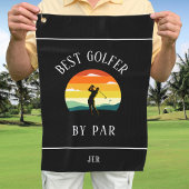 Beste Golfer door Par Golfer Pun Silhouette Black  Golfhanddoek