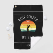 Beste Golfer door Par Golfer Pun Silhouette Black Golfhanddoek (Insitu)