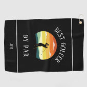 Beste Golfer door Par Golfer Pun Silhouette Black Golfhanddoek (Horizontaal)