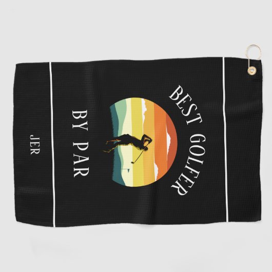 Beste Golfer door Par Golfer Pun Silhouette Black  Golfhanddoek (Horizontaal)
