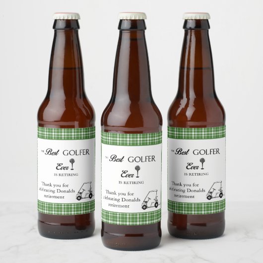 Beste Golfer Green Plaid Custom Bier Etiket (Flessen)