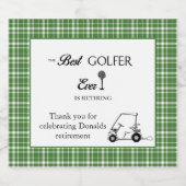 Beste Golfer Green Plaid Custom Bier Etiket (Enkel label)