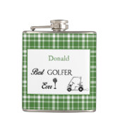 Beste Golfer Groen Geruit Aangepast Heupfles (Voorkant)