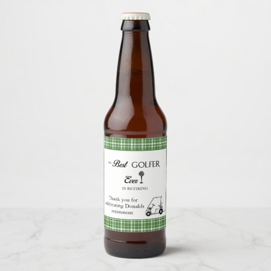 Beste Golfer Groen Geruit Maatwerk Bier Etiket (Voorkant)