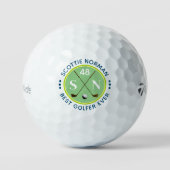 'Beste golfer ooit' Groen Monogram Golfballen (Voorkant)