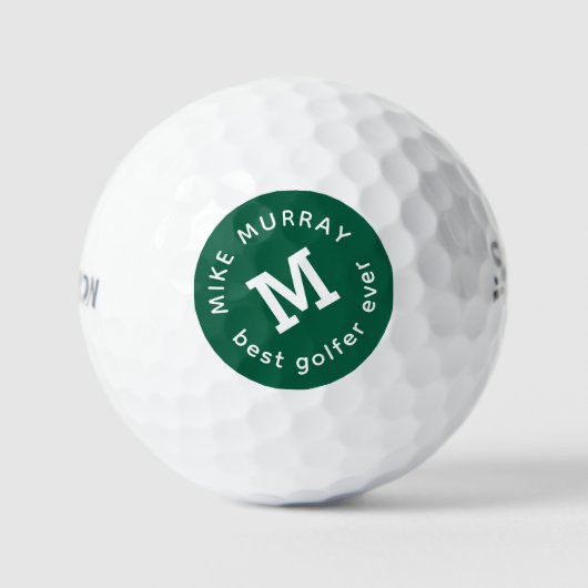 Beste Golfer ooit groen Monogrammed Golf Ball Golfballen (Voorkant)