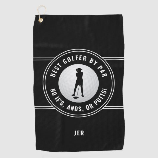 Beste Golfer Per Par Grappige Putts Vrouwen Zwart Golfhanddoek (Voorkant)