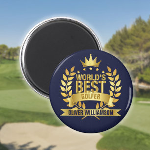 Beste Golfer Ter Wereld Navy Blauwe En Gouden 5 St Magneet