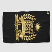 Beste Golfer Ter Wereld Zwart En Goud 5 Sterren Golfhanddoek (Horizontaal)