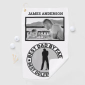 Beste Golfer-vader op foto-naam op maat Golfhanddoek (Insitu)