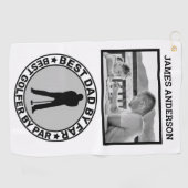 Beste Golfer-vader op foto-naam op maat Golfhanddoek (Horizontaal)