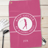 Beste Golfer van een lange, opgeruimde dames met r Golfhanddoek