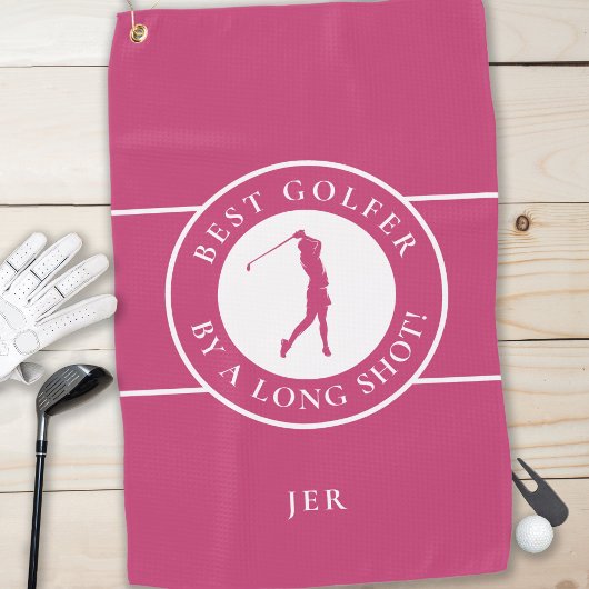 Beste Golfer van een lange, opgeruimde dames met r Golfhanddoek