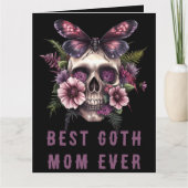 Beste Goth Moeder Ooit Schedel Mot Paarse Moederda Kaart (Voorkant)