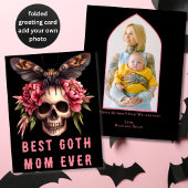 Beste Gothic Mama Ooit Skull Moth Roze Moederdag Kaart