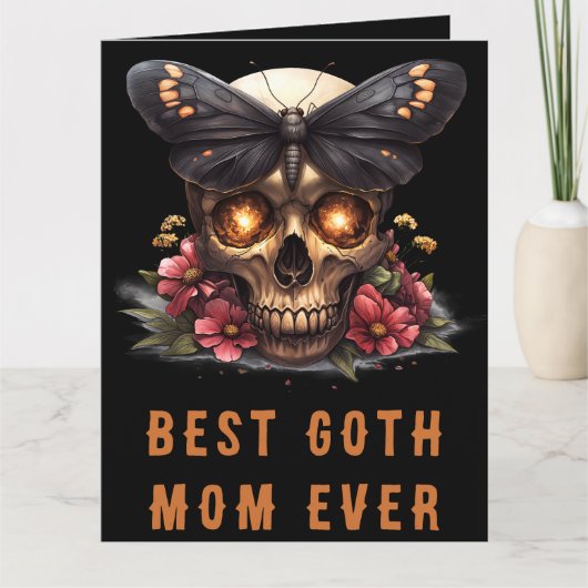 Beste Gothic Mama Ooit Skull Moth Sinaasappel Moed Kaart (Voorkant)