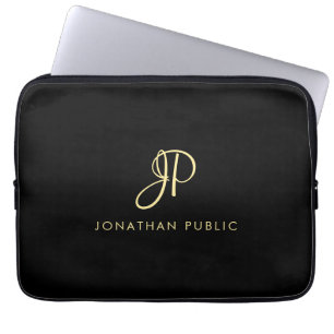 Beste Gouden Kalligrafie Monogram Minimalistische  Laptop Sleeve