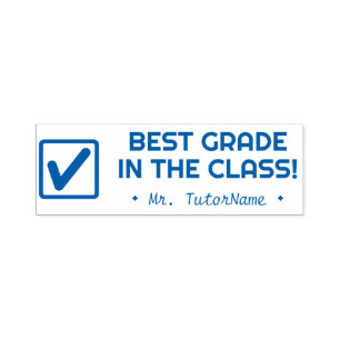 "BESTE GRAAD IN DE KLAS!" + Aangepaste leraarsnaam Zelfinktende Stempel