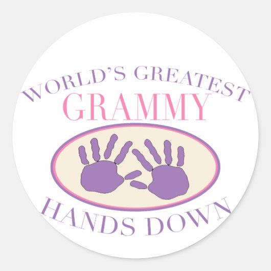 Beste Grammy Hands Down T-shirt Ronde Sticker (Voorkant)