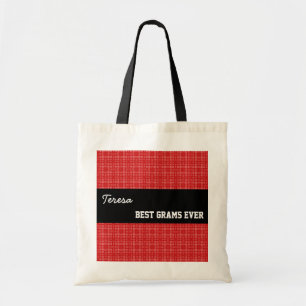 Beste Grams Ever - Aangepaste naam Red Squares 002 Tote Bag
