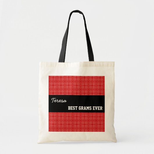 Beste Grams Ever - Aangepaste naam Red Squares 002 Tote Bag (Voorkant)