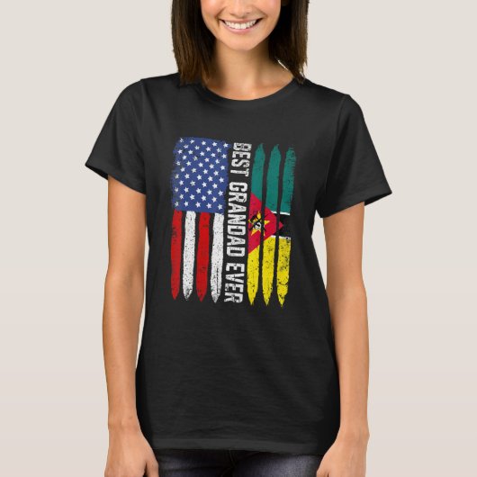 Beste Grandad ooit US Mozambique vlag Vaderdag T-shirt (Voorkant)