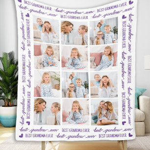 Beste GRANDMA Ever Custom 12 Fotocollage Fleece Deken