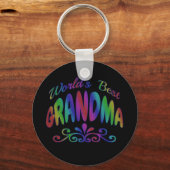 Beste Grandma Key Ring van de kleurrijke wereld Sleutelhanger (Voorkant)
