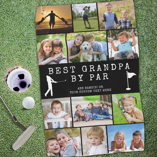 BESTE GRANDPA DOOR PAR 12 Foto-Collage, speciaal a Golfhanddoek