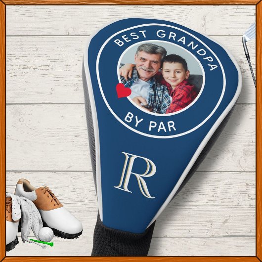 BESTE GRANDPA DOOR PAR Foto Monogram Blue Golfheadcover