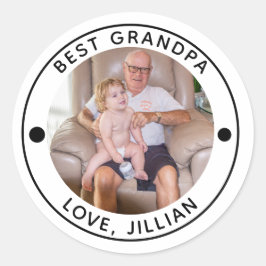 BESTE GRANDPA DOOR PAR FotoMonogram Ronde Sticker