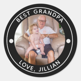 BESTE GRANDPA DOOR PAR FotoMonogram Ronde Sticker
