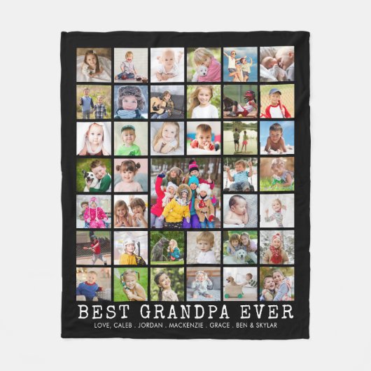 BESTE GRANDPA EVER 39 Foto Collage Uw Kleur Fleece Deken (Voorkant)