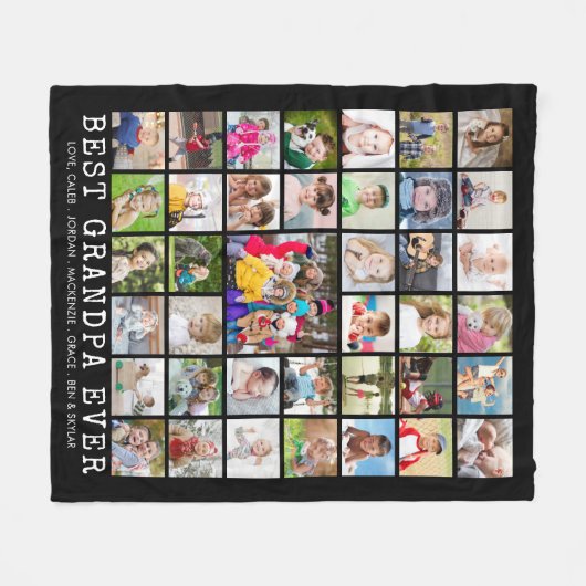 BESTE GRANDPA EVER 39 Foto Collage Uw Kleur Fleece Deken (Voorkant (Horizontaal))