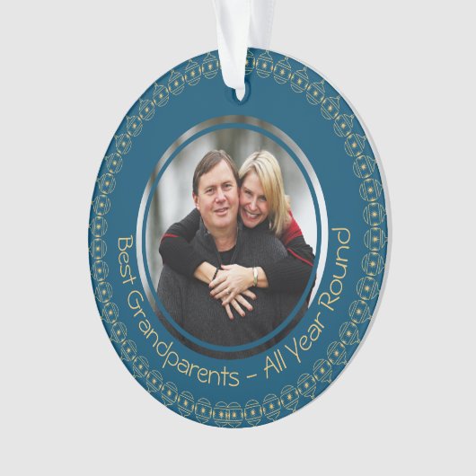 BESTE GRANDPARENTEN - Aangepaste FOTO Blauwgroen | Ornament (voorkant)
