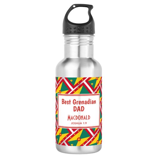 BESTE GRENADIAN DAD MOM Grenada Flag Gepersonalise Waterfles (Voorkant)
