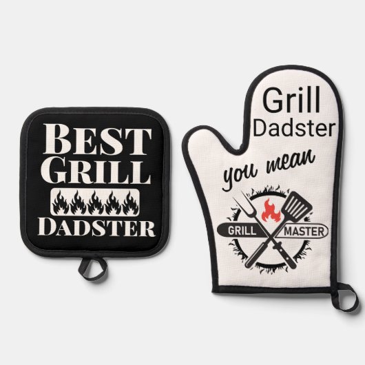 Beste Grill Master Ik bedoel Dadster Ovenwant & Pannenlap Set (Voorkant)