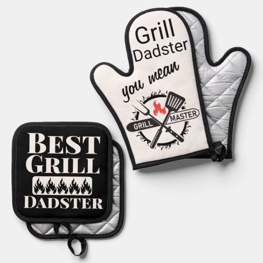 Beste Grill Master Ik bedoel Dadster Ovenwant & Pannenlap Set (Voorkant / Achterkant)