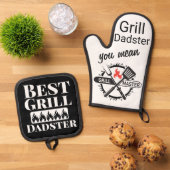 Beste Grill Master Ik bedoel Dadster Ovenwant & Pannenlap Set (Top down)